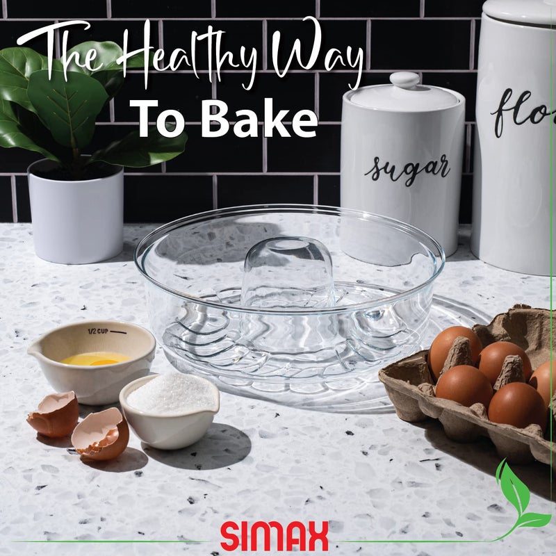 SIMAX Clear Glass Shallow (4.75â€) Bundt Pan | Heat, Cold, and Shock Proof, Holds 2.1 Quarts (8.4 Cups), Made in Europe - Image 3